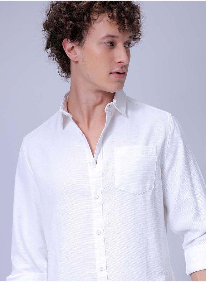The Indian Garage Co Men Regular Fit Solid Full Sleeves Cutaway Collar Resort Wear Shirt  - Image 1
