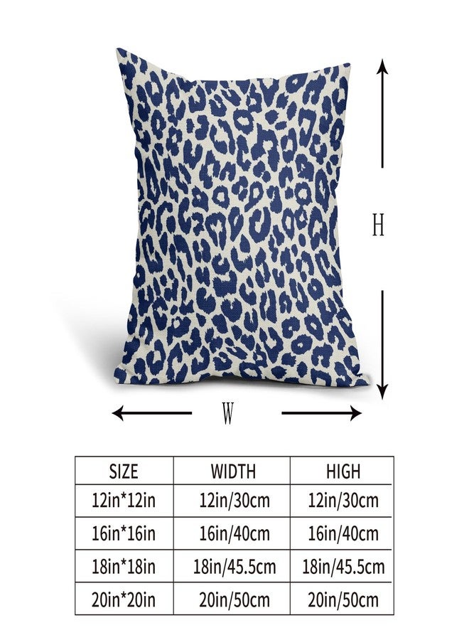 Aytipun Navy Blue Leopard Print Pillow Covers 18x18 Set of 2 Cheetah Animal Pattern Chinoiserie Decorative Throw Pillows Outdoor Pillowcase Farmhouse Linen Cushion Case Decor for Sofa Couch Bed - Image 5
