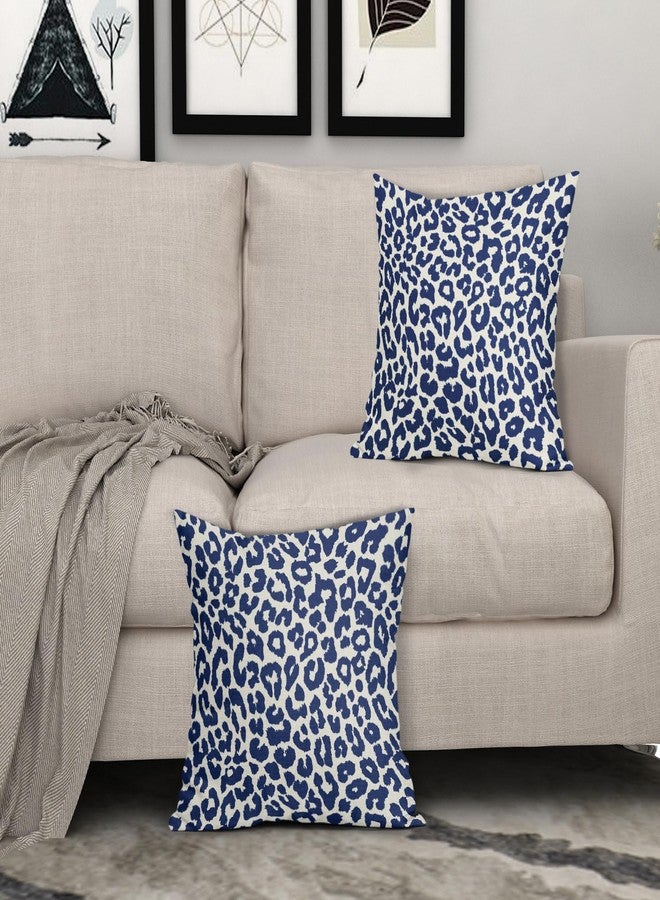 Aytipun Navy Blue Leopard Print Pillow Covers 18x18 Set of 2 Cheetah Animal Pattern Chinoiserie Decorative Throw Pillows Outdoor Pillowcase Farmhouse Linen Cushion Case Decor for Sofa Couch Bed - Image 3