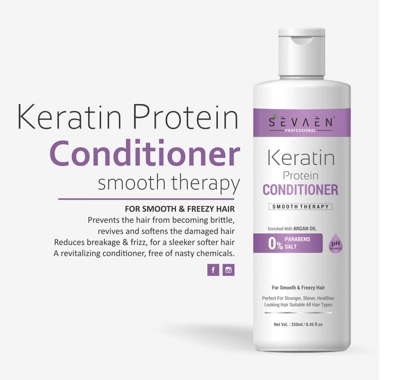 Sevaen Keratin & Argan Smooth Therapy Conditioner (Pack Of 2) For All - Image 3