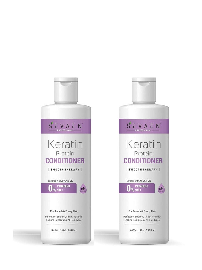 Sevaen Keratin & Argan Smooth Therapy Conditioner (Pack Of 2) For All - Image 1