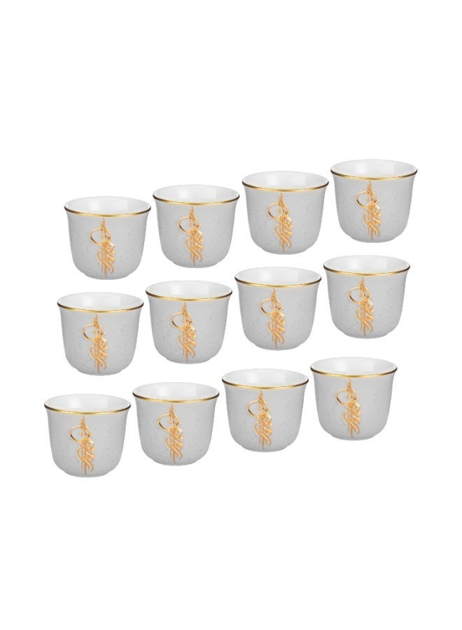 Dania Arabic coffee cup set - 12 pieces, gray color with luxurious gold engraving - Image 2
