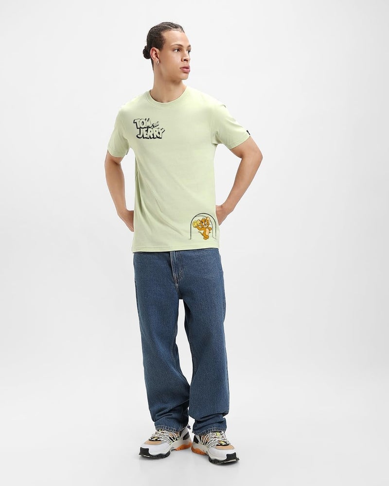Bewakoof Official Tom & Jerry Merchandise Men's Graphic Printed Regular Fit T-Shirt_624556_Green_2XL - Image 4