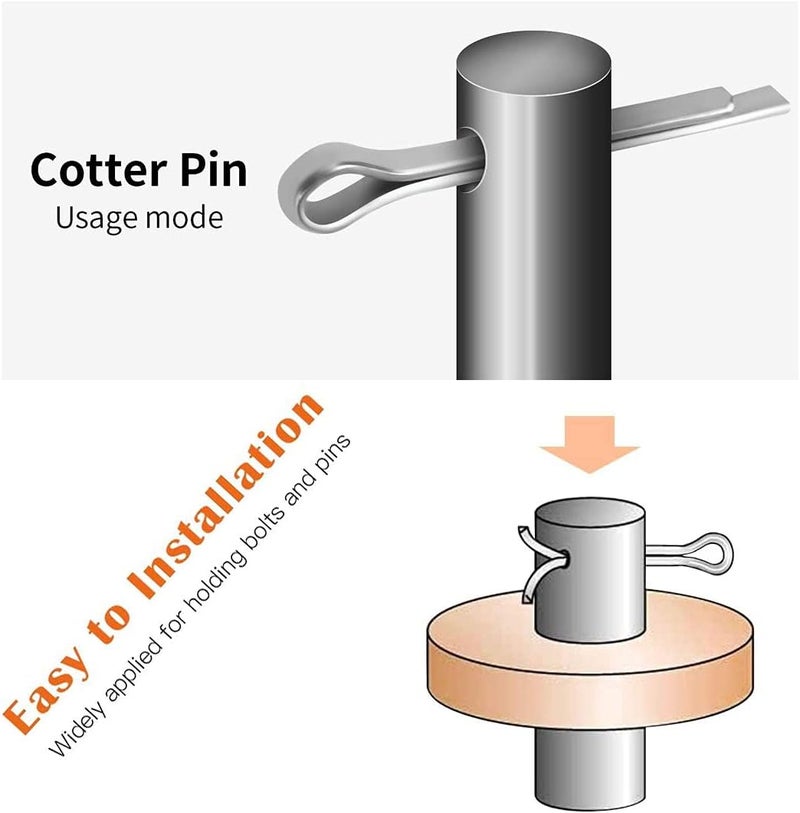 SpzcdZa Cotter Pin Assortment Kit - 555 Pieces Zinc Plated Steel Fasteners for Automotive and Mechanics - Image 5