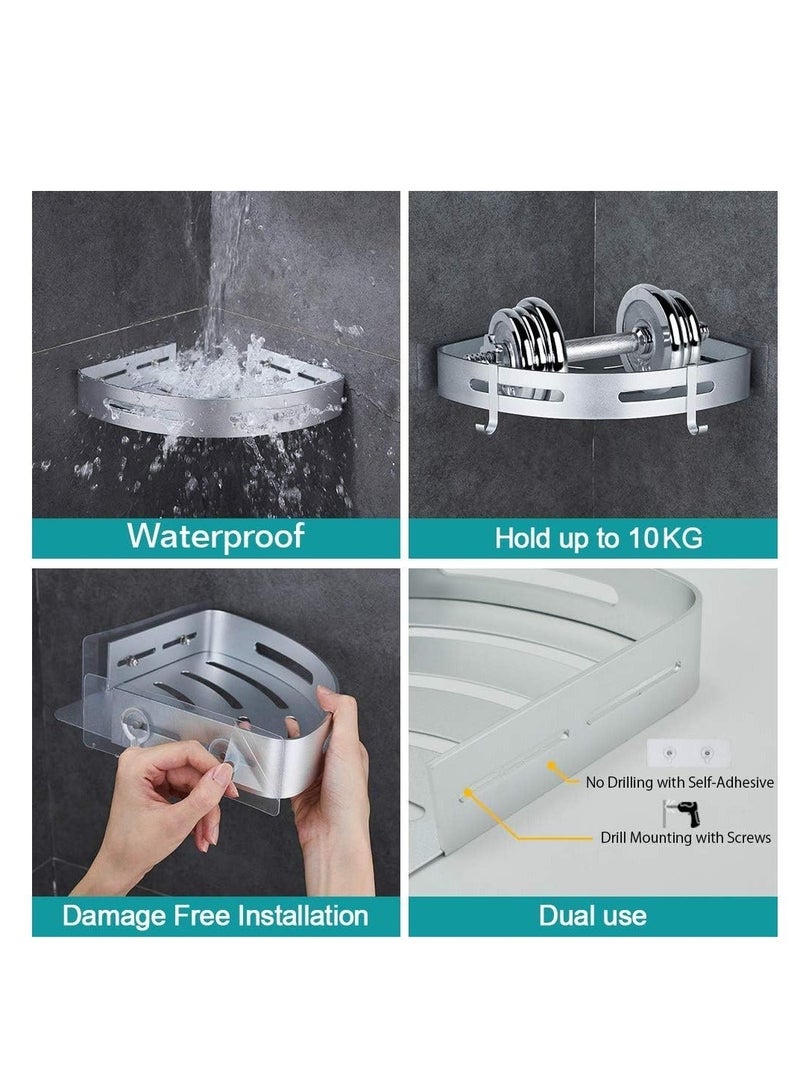 AQUILUX 2 Pieces Wall-Mounted Bathroom Shelf No Drilling with Stickers - Image 3