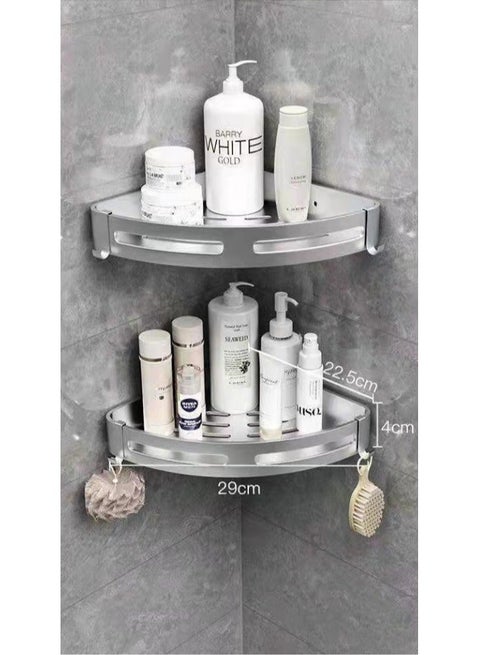 AQUILUX 2 Pieces Wall-Mounted Bathroom Shelf No Drilling with Stickers