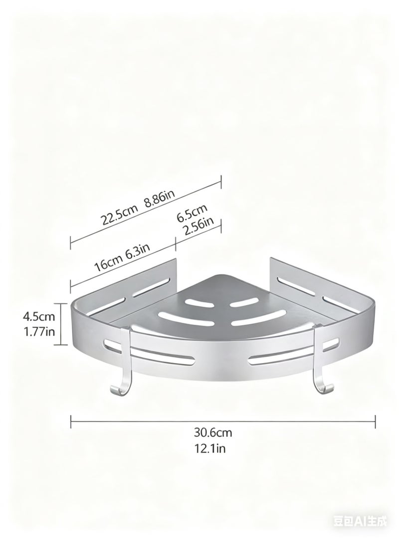AQUILUX 2 Pieces Wall-Mounted Bathroom Shelf No Drilling with Stickers - Image 4