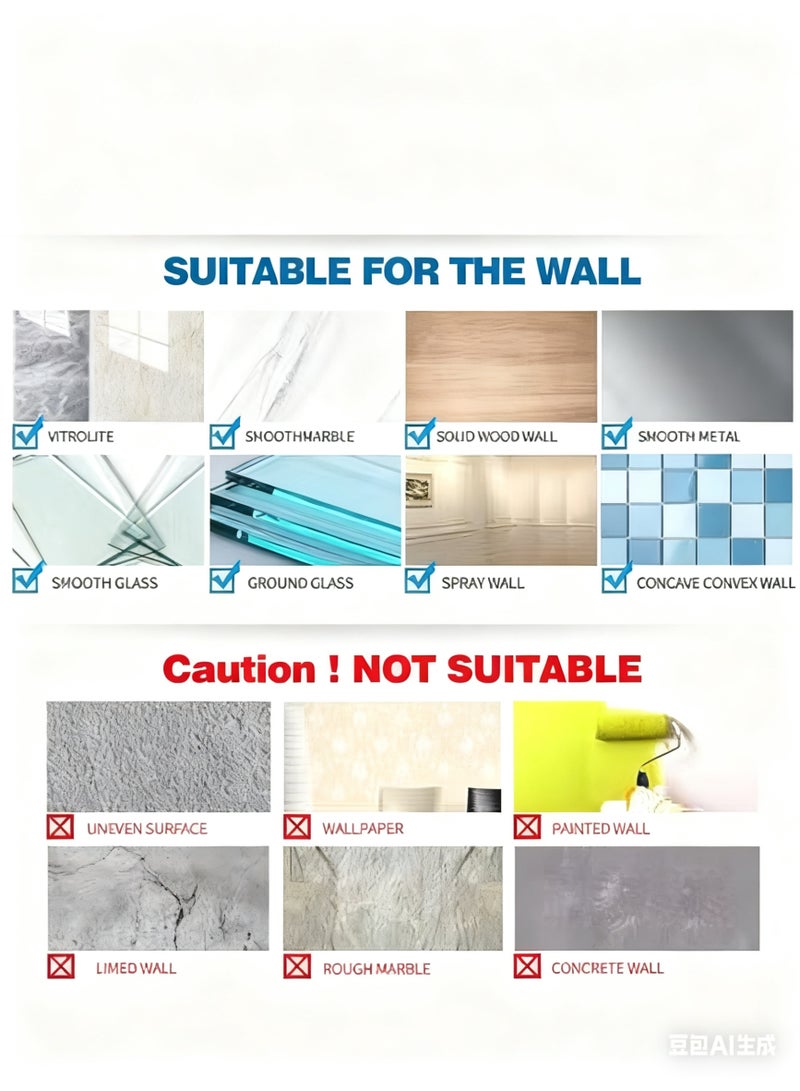 AQUILUX 2 Pieces Wall-Mounted Bathroom Shelf No Drilling with Stickers - Image 5