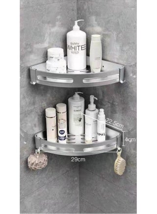 2 Pieces Wall-Mounted Bathroom Shelf No Drilling with Stickers