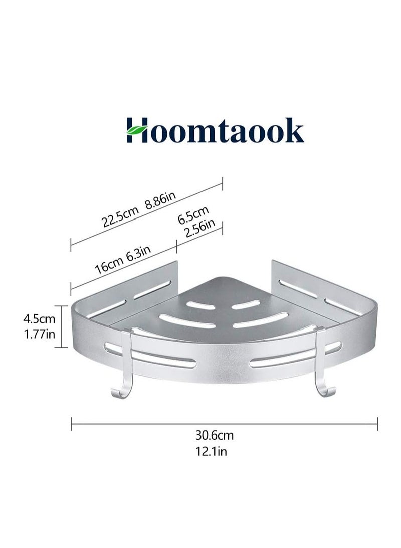 2 Pieces Wall-Mounted Bathroom Shelf No Drilling with Stickers  - Image 2