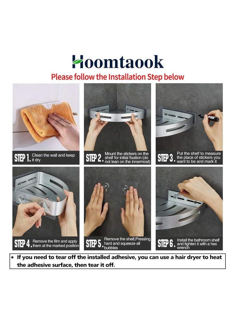 2 Pieces Wall-Mounted Bathroom Shelf No Drilling with Stickers