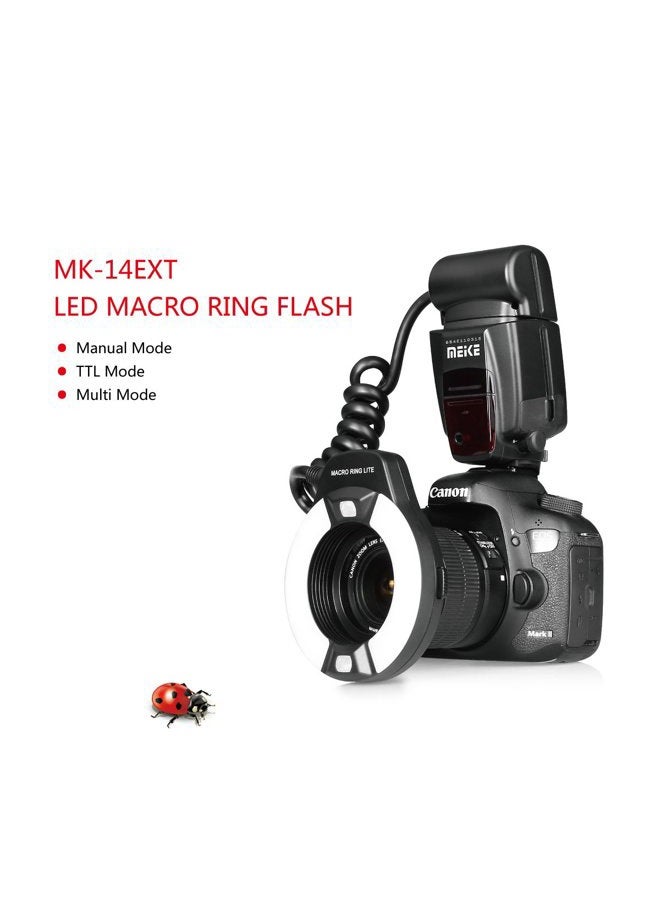 RONRONS MK-14EXT-C E-TTL Macro LED Ring Flash with LED AF Assist Lamp for EOS 4000D 70D 77D 80D Rebel T7i T6i T6s T6 T5i T5 T4i T3i SL2 and Other EOS Digital DSLR Camera with Standard Hot Shoe Stand - Image 2