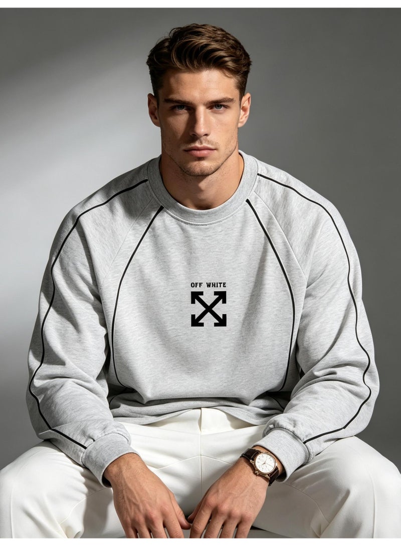 أوف-وايت OFF-WHITE Men's and women's shoulder-thrust contrast stripe loose long-sleeved T-shirt - Image 1