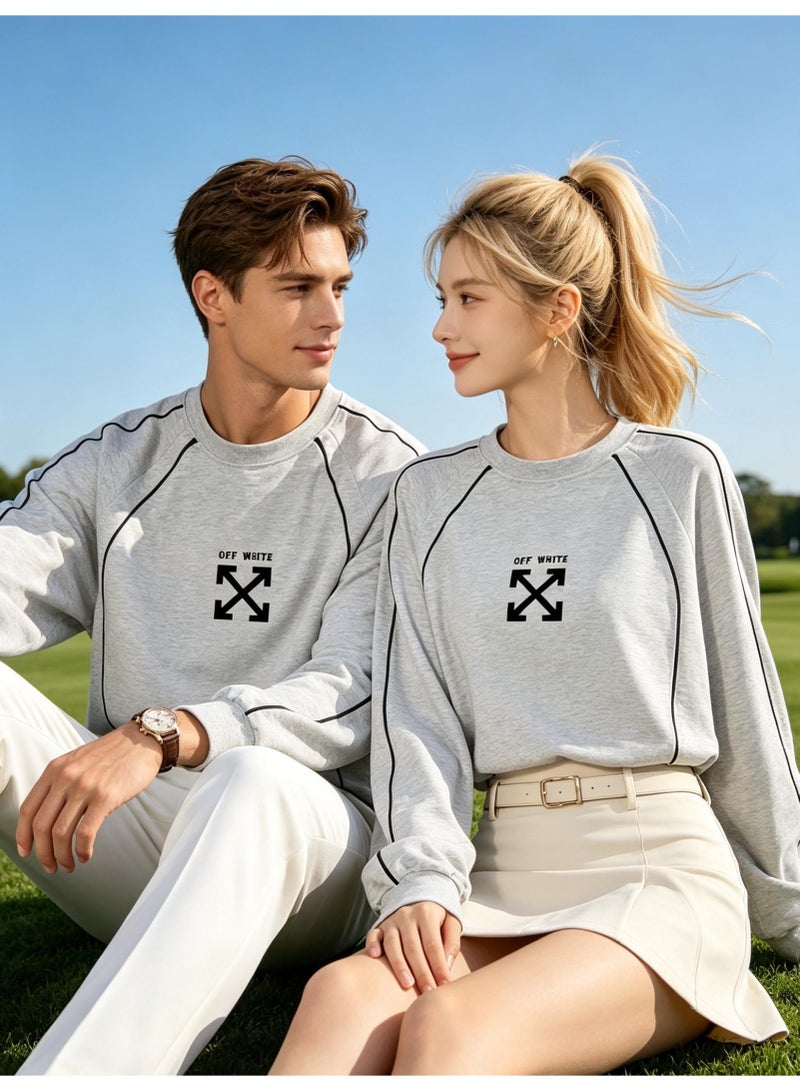 أوف-وايت OFF-WHITE Men's and women's shoulder-thrust contrast stripe loose long-sleeved T-shirt - Image 5