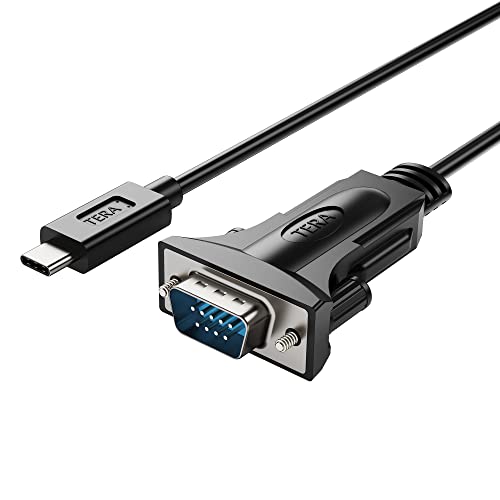 Tera Grand - USB C to RS232 Serial DB9 Adapter Cable with Thumbscrews and FTDI chipset, Supports Windows 11, 10, 8, 7, Vista, XP, 2000, 98, Linux and Mac, 6 Ft - Image 1