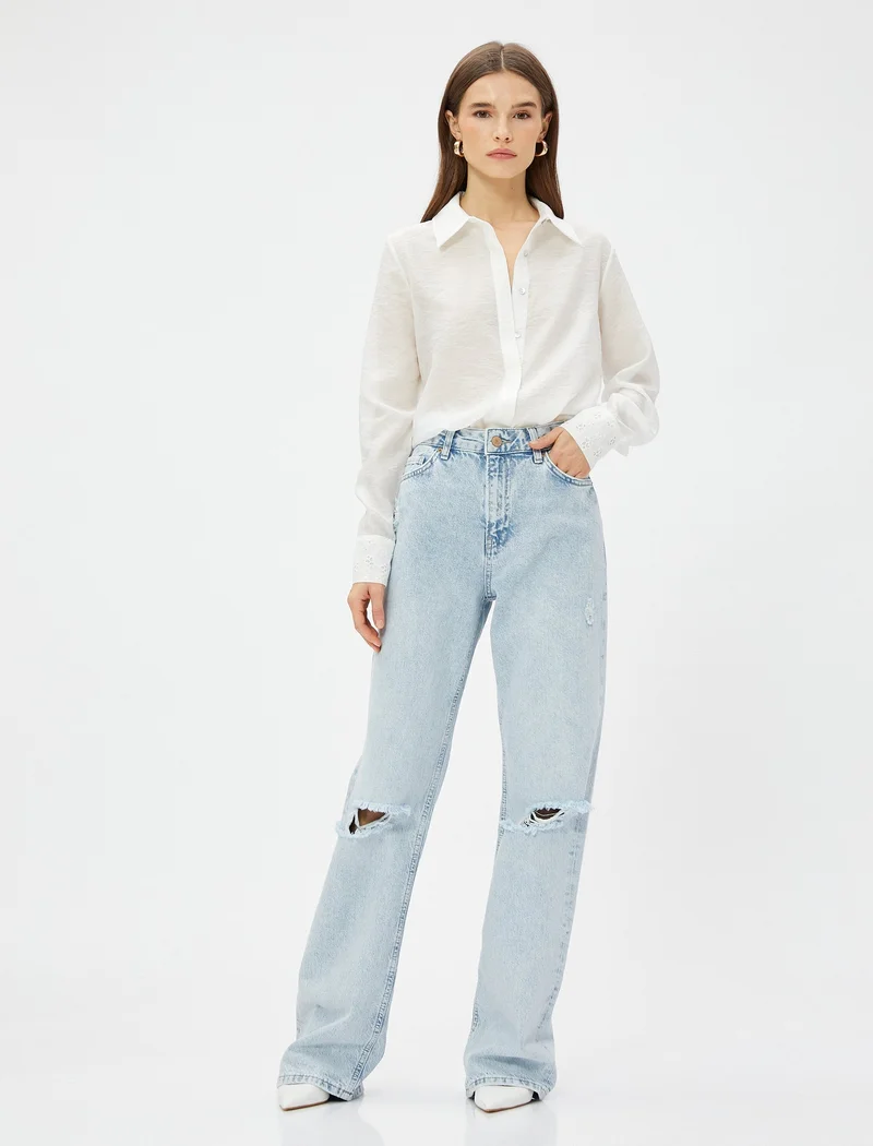كوتون Koton | Solid Long Sleeves Viscose Shirt |