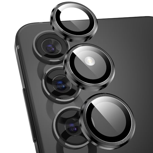 YWXTW Camera Lens Protector for Samsung Galaxy S24 Plus Accessories, 9H Tempered Glass Metal Individual Ring Camera Cover Screen Protector for S24 Plus, Case Friendly, Anti Scratch (Onyx Black) - Image 1