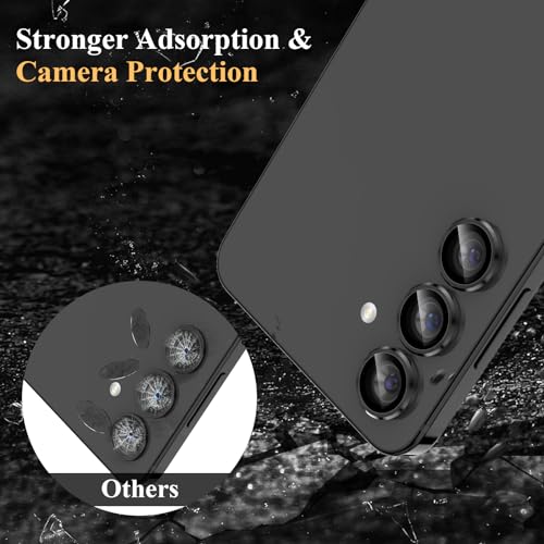 YWXTW Camera Lens Protector for Samsung Galaxy S24 Plus Accessories, 9H Tempered Glass Metal Individual Ring Camera Cover Screen Protector for S24 Plus, Case Friendly, Anti Scratch (Onyx Black) - Image 4