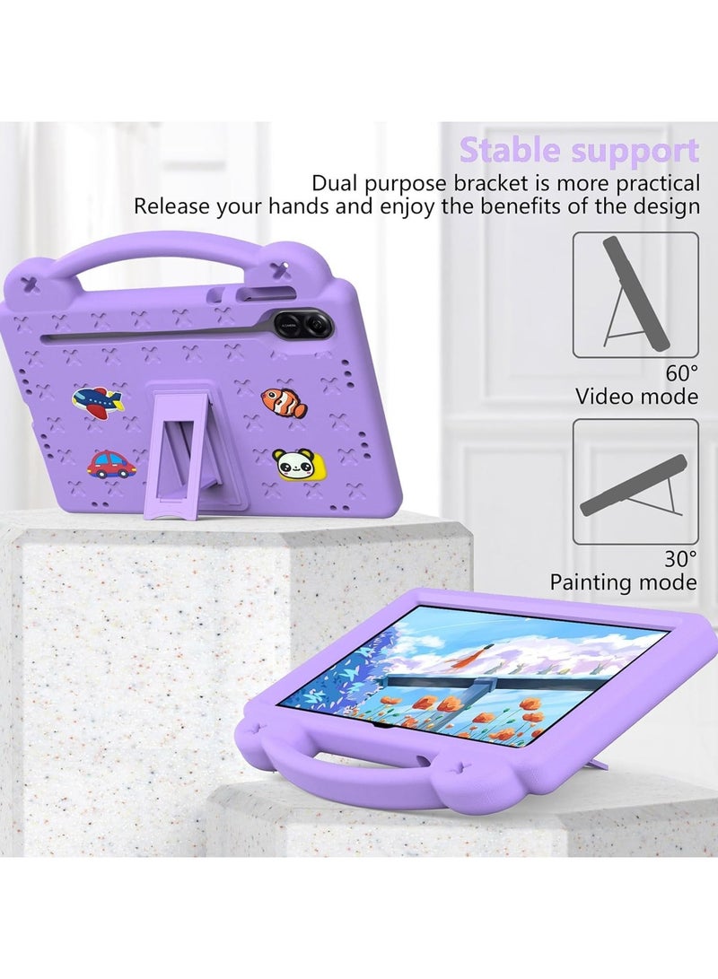 VKL Case Compatible with Honor Pad X9 11.5 Inch 2023, DIY Accessories for Kids, Shockproof Case with [Pencil Holder] [Shoulder Strap] [Handle Stand] (Purple) - Image 4
