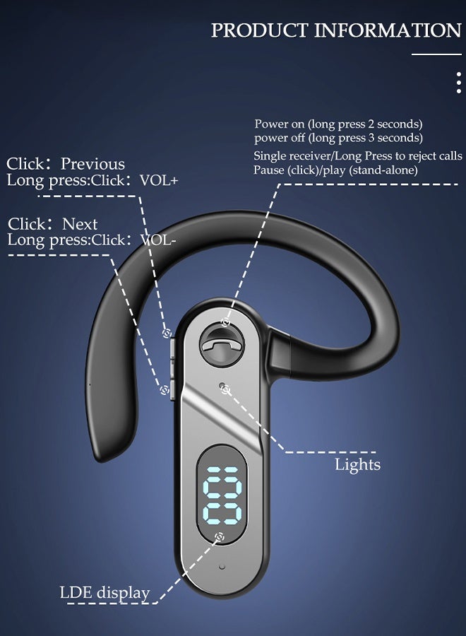 DUNISO Bluetooth Headset Wireless Headphone Business Earpiece for Cell Phones PC Tablet Laptop Computer Noise Cancelling Mic Headphones for Trucker Driver Business - Image 2
