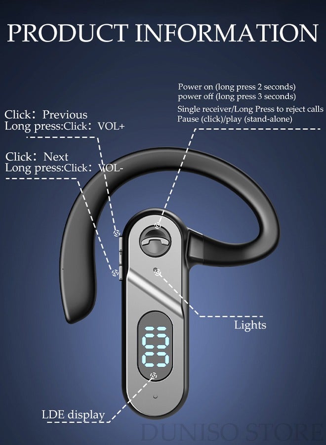 DUNISO Bluetooth Headset Wireless Headphone Business Earpiece for Cell Phones PC Tablet Laptop Computer Noise Cancelling Mic Headphones for Trucker Driver Business  - Image 2