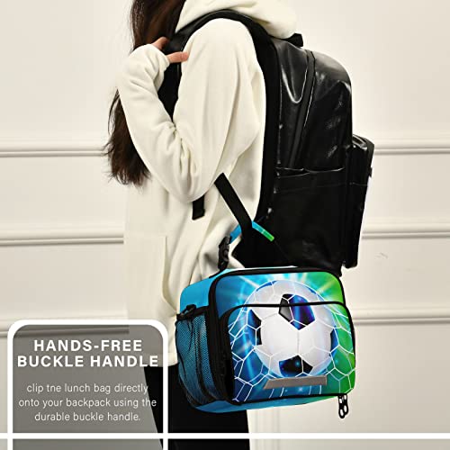 BOENLE Soccer Ball Water Lunch Box for Boys Girls Football Insulated Lunch Bag Kids Cooler Tote Shoulder Strap Reusable School Picnic Travel Office - Image 5