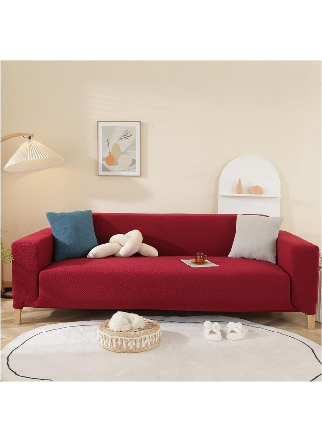 هاوس أوف كويرك غطاء أريكة House of Quirk Universal Double Seater Polar Fleece 220 GSM من القماش المرن القابل للتمدد (لون عنابي، مقعدين)  - Image 1