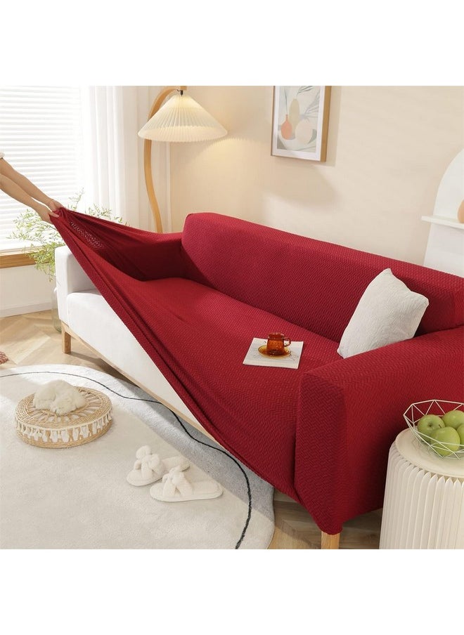 هاوس أوف كويرك غطاء أريكة House of Quirk Universal Double Seater Polar Fleece 220 GSM من القماش المرن القابل للتمدد (لون عنابي، مقعدين)  - Image 3