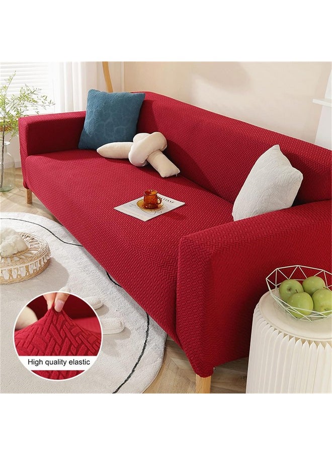 هاوس أوف كويرك غطاء أريكة House of Quirk Universal Double Seater Polar Fleece 220 GSM من القماش المرن القابل للتمدد (لون عنابي، مقعدين)  - Image 2
