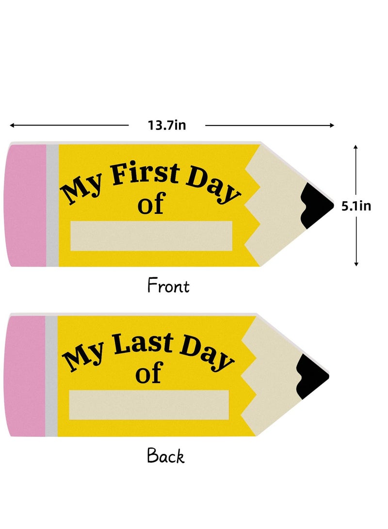 First and Last Day of School Chalkboard Sign – Double-Sided Wooden Pencil-Shaped Reusable Board – Back to School Photo Prop for Kids, Girls, Boys, Preschool, Kindergarten, Teachers - Image 3