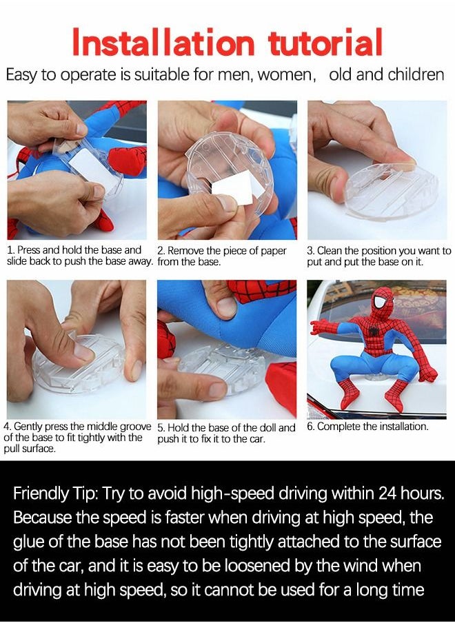 GROIC - Spider-Man Figure Mold Doll Toy With Suction Cups For Car Dashboard & Wind Screen,Car Decoration,Car Roof Doll Decoration,Spider-Man Doll - Image 1