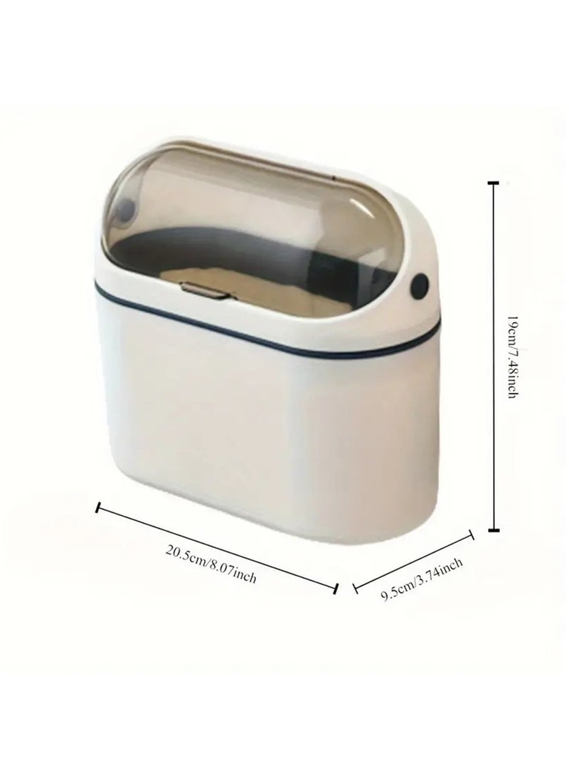 Hihonor - Desktop Trash Can with Lid, Mini Trash Can for Desk, Small Office Countertop Garbage Can, Mountable Tiny Wastebasket for RV, Dorm, Freezer, Laundry and More (Orange) - Image 1
