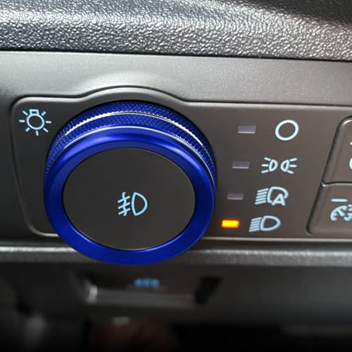 ANFOKAS 6pcs Compatible with Ford Maverick 2024 2023 2022 Accessories (Not Fit 2025) Car Interior Center Consoles Cover Gear Shift Knob AC Volume Headlight Knob Rings -Blue - Image 5