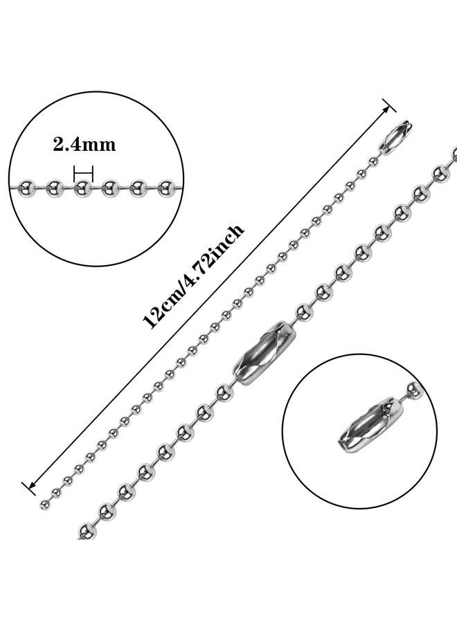 SANNIX 100Pcs Ball Beads Chain, Bulk Dog Tag Metal Chain, 4.72 Inches Ball Chain Keychains with Connectors (Silver) - Image 2