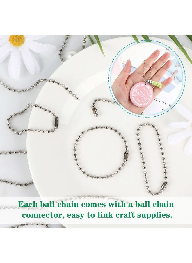 SANNIX 100Pcs Ball Beads Chain, Bulk Dog Tag Metal Chain, 4.72 Inches Ball Chain Keychains with Connectors (Silver) - Image 4