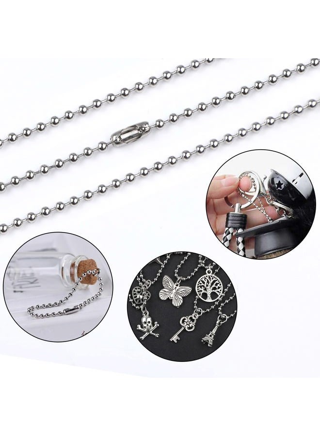 SANNIX 100Pcs Ball Beads Chain, Bulk Dog Tag Metal Chain, 4.72 Inches Ball Chain Keychains with Connectors (Silver) - Image 5