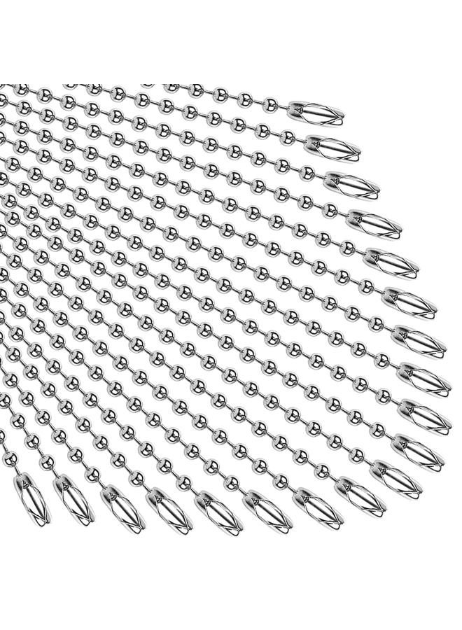 SANNIX 100Pcs Ball Beads Chain, Bulk Dog Tag Metal Chain, 4.72 Inches Ball Chain Keychains with Connectors (Silver) - Image 1