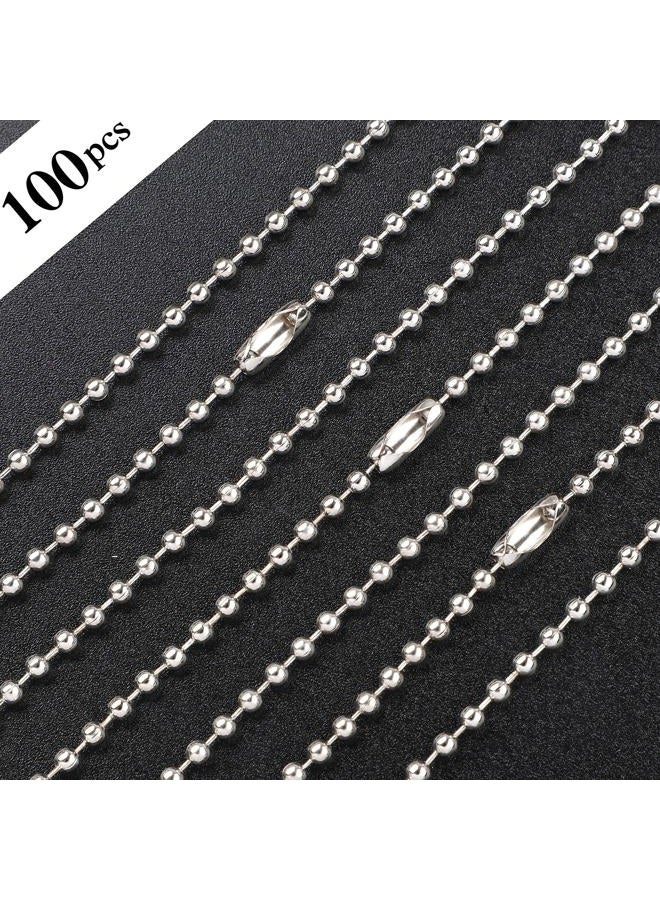SANNIX 100Pcs Ball Beads Chain, Bulk Dog Tag Metal Chain, 4.72 Inches Ball Chain Keychains with Connectors (Silver) - Image 3