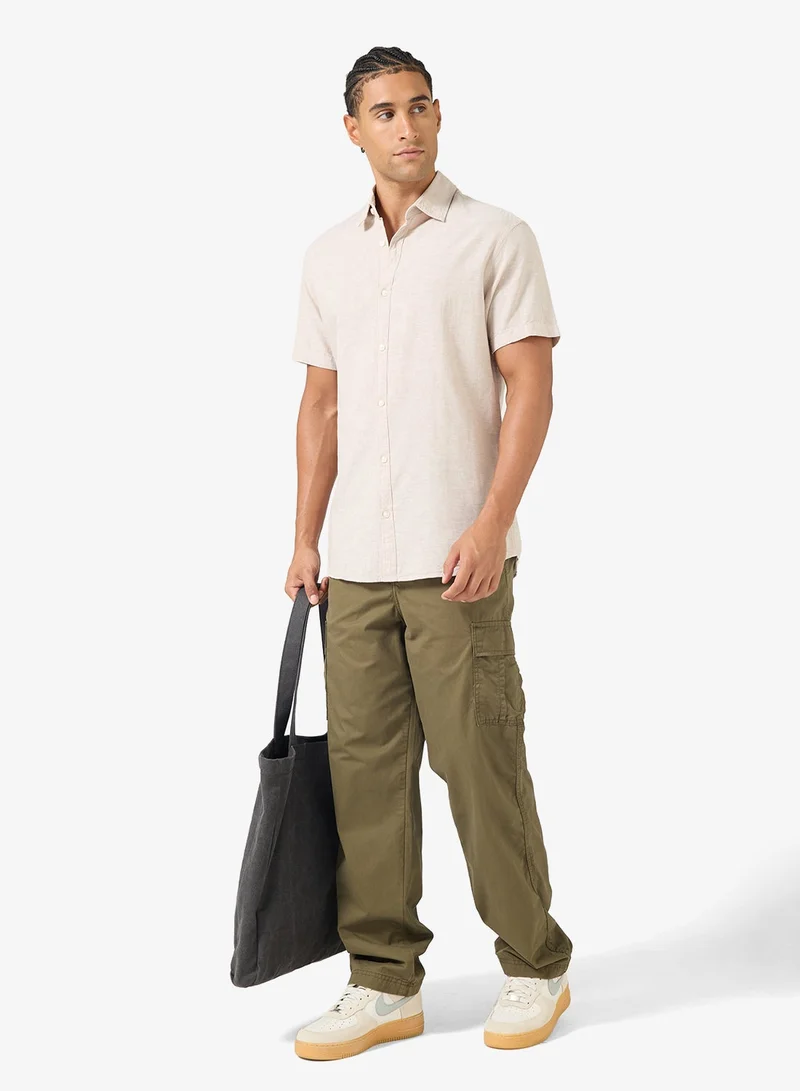 JJ Rebel solid Regular Fit Half Sleeve Shirt