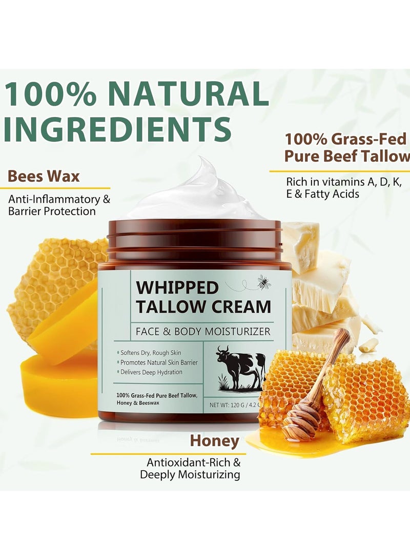 Beef Tallow Skin Care, Tallow Face Cream, Moisturize Your Skin, Provide Your Skin with Long-Lasting Moisturizing, Prevent Skin Aging, and Repair Skin, for All Skin Type 120g  - Image 2