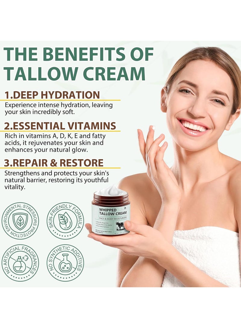 Beef Tallow Skin Care, Tallow Face Cream, Moisturize Your Skin, Provide Your Skin with Long-Lasting Moisturizing, Prevent Skin Aging, and Repair Skin, for All Skin Type 120g  - Image 3