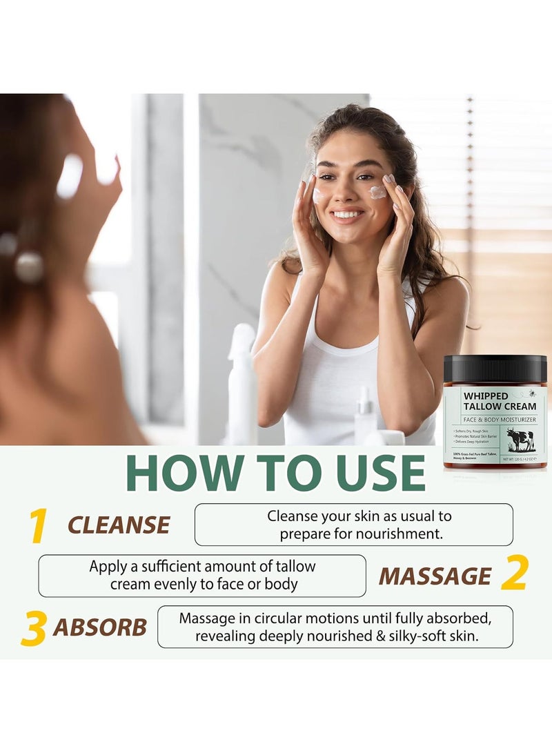 Beef Tallow Skin Care, Tallow Face Cream, Moisturize Your Skin, Provide Your Skin with Long-Lasting Moisturizing, Prevent Skin Aging, and Repair Skin, for All Skin Type 120g  - Image 5