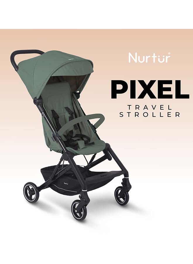 Nurtur Nurtur Pixel Baby/Kids Travel Cabin Stroller, Aluminium Alloy, leatherette details, 0 36 months, Storage Basket, Detachable Bumper, 5 Point Safety Harness, Compact Foldable Design, Sand  - Image 2