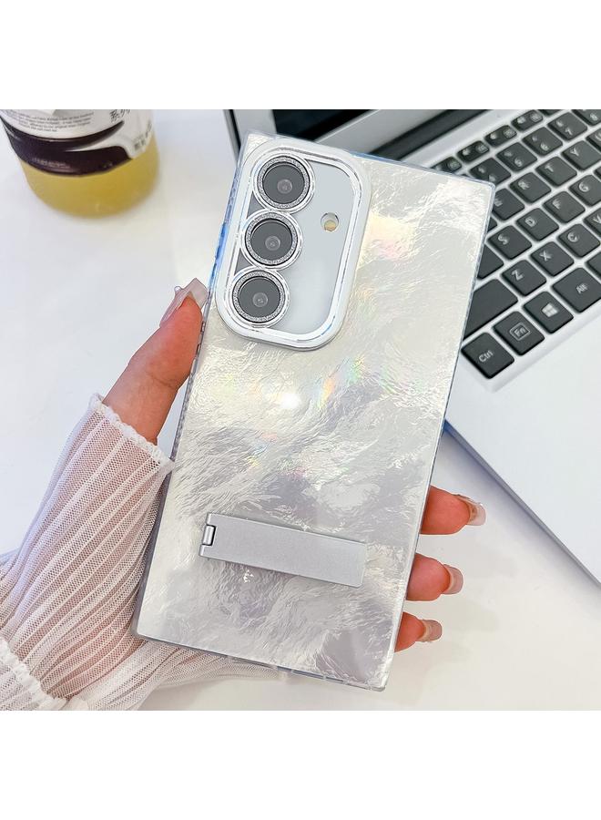 اس-توب جراب لهاتف Samsung Galaxy S25 5G، جراب هاتف TPU قابل للطي مع غشاء عدسة، مطلي بطبقة لامعة - Image 1