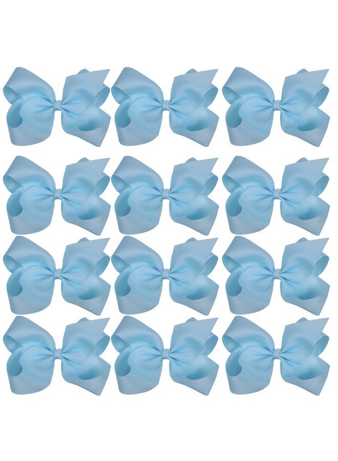 ICObuty Large Boutique Hair Bows 6 Inch Cheerleading Cheerleader Cheer Bow Alligator Clips(Baby Blue) - Image 1