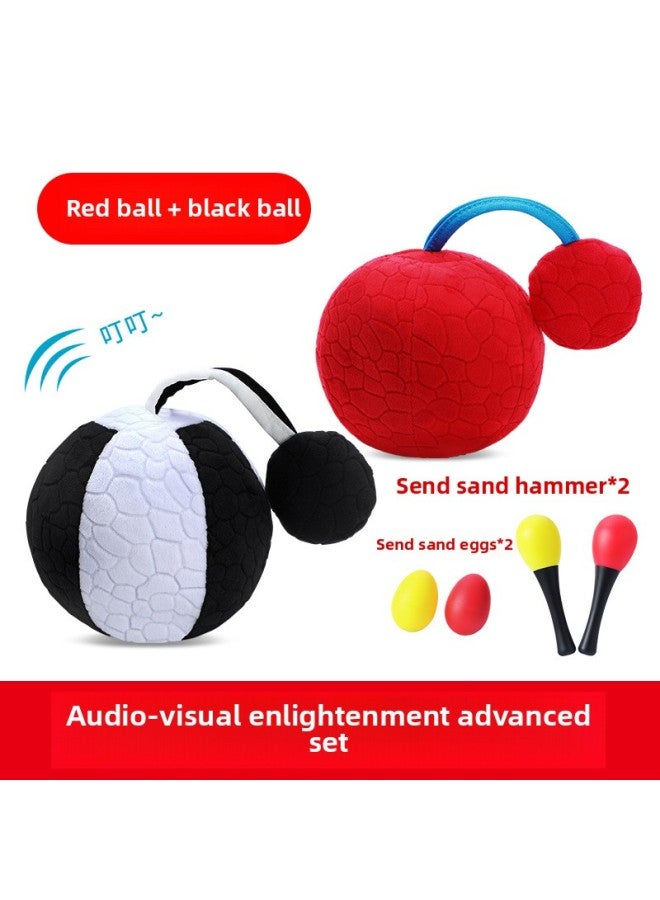 Hammer Baby Red Newborn Rattle Bite Grasping Training Toy Baby Chasing Listening And Chasing Black And White Cards-Color:[chasing Suit 0-12 Months] Black And White Red Ball Sand Hammer * 2 Sand Egg * 2 - Image 1