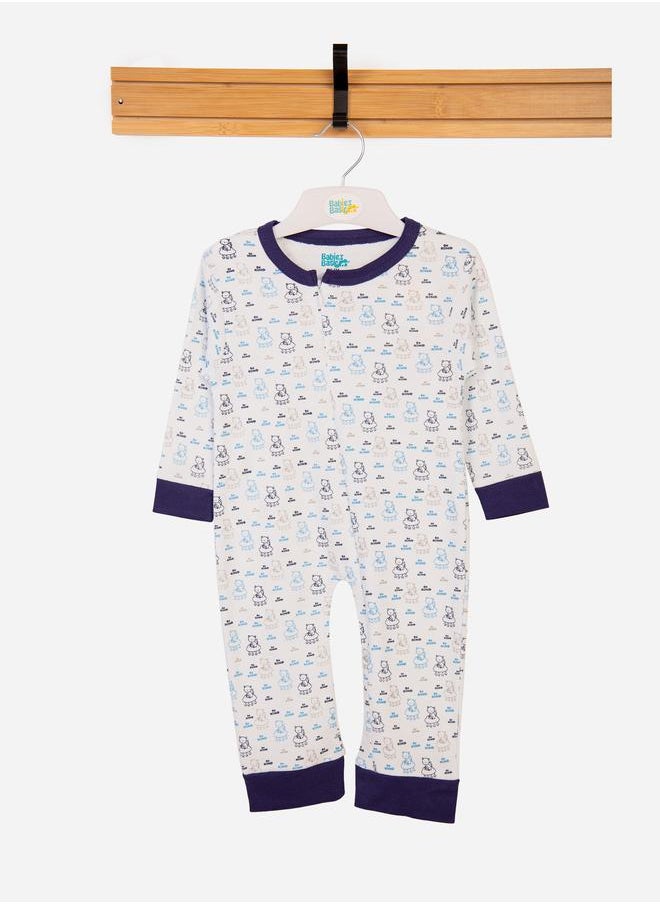 Babies Basic All Over Print Long Sleeves Sleepsuit by Styli  - Image 1