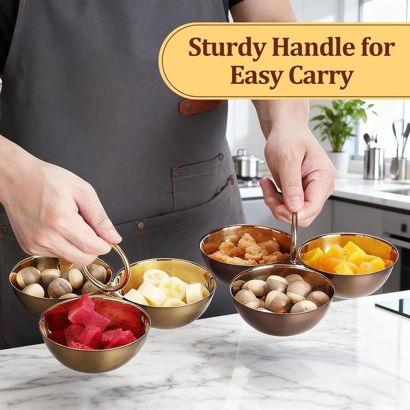 Stainless Steel Three Compartment Dish for Adults and Offering High Durability for Families Portable Snacks Plate - Image 3