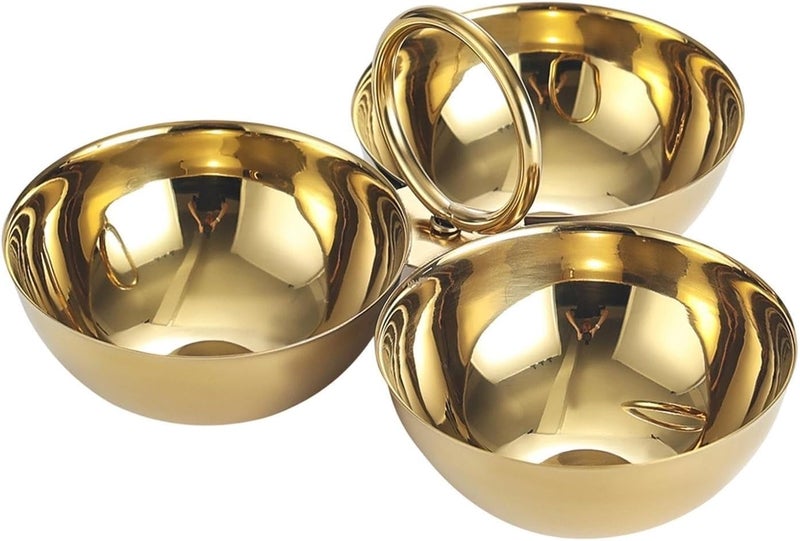 Stainless Steel Three Compartment Dish for Adults and Offering High Durability for Families Portable Snacks Plate - Image 1
