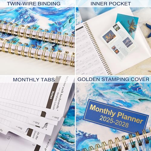 Vindora 2025-2028 Monthly Planner/Calendar - Jul 2025 - Jun 2028, 3 Year Monthly Planner (36 Months) with Tabs ＆ Two-Side Pockets, 9" x 11", Twin-Wire Binding, Celebrity Quotes, Great for Long-Term Planning - Image 5